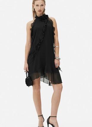 Rita ora коротка цікава сукня чорна з рюшами з воланами в стилі y2k 90ті венздей готік готична