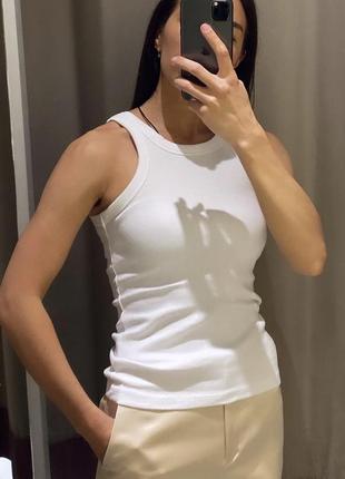 Біла майка в рубчик h&m hm xs s m l