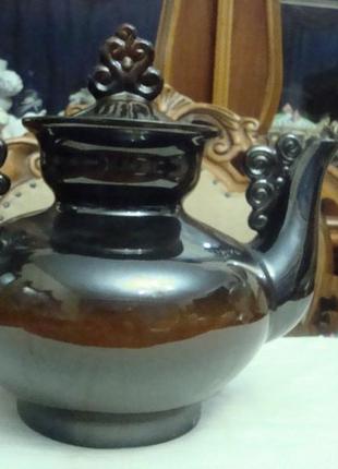Огромный чайник керамика ссср глазурь славянск новый №4б-ка