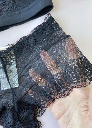 Витончений чорний комплект жіночої нижньої білизни, холтер бра,..2 фото