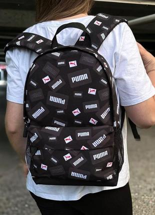Стильний чорний міський рюкзак з принтом puma, пума.3 фото