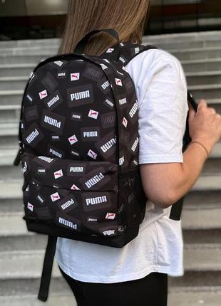 Стильний чорний міський рюкзак з принтом puma, пума.4 фото