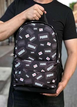 Стильний чорний міський рюкзак з принтом puma, пума.7 фото