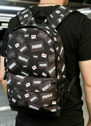 Стильний чорний міський рюкзак з принтом puma, пума.8 фото