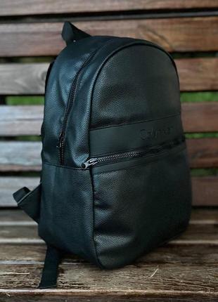 Чорний міський рюкзак ck з екошкіри. наплічник повсякденний ун...3 фото