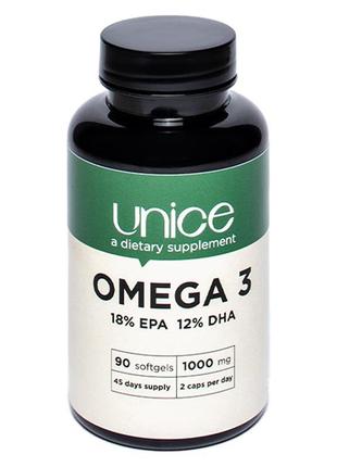 Омега-3 1000 mg unice, 90 капсул (натуральна, не синтетична!)