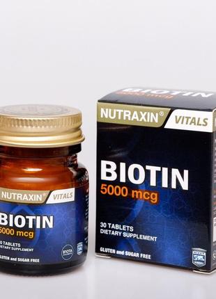 Біотин 5000 мкг nutraxin, 30 таблеток (без добавок)