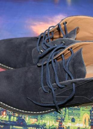 Мужские ботинки dmg туфли синие на шнуровке шузы классические модельные офисные стильные сапожки4 фото