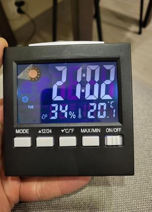 Годинник настільний з термомогігрометром і будильником
