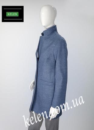 Жіноче коротке жіноче пальто весна-осінь колір синий 40 розмір...7 фото