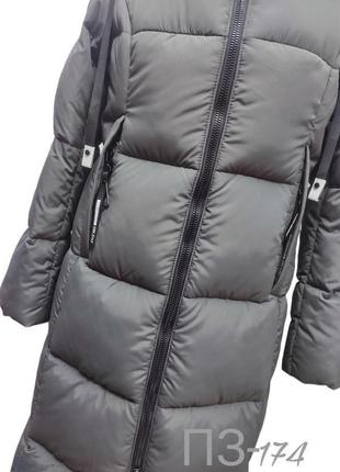 Зимове стильне молодіжне пальто сірого кольору/ розмір 463 фото