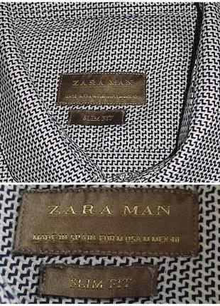 Брендовая мужская рубашка принт длинный рукав zara4 фото