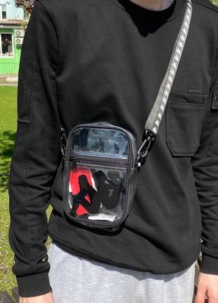 Прозрачная сумка мессенджер каппа барсетка kappa через плечо на лампасах