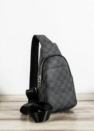 Стильная мужская сумка на грудь экокожира, сумка-слинг для мужчин качественная мессенджер кросс-боди1 фото