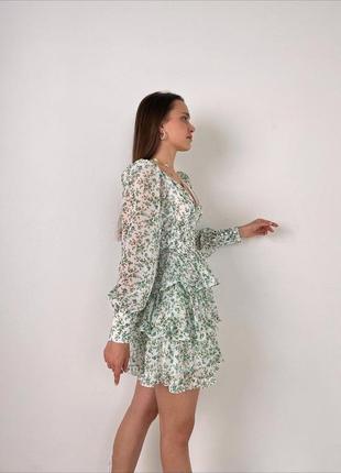Накладной платеж ❤ турецкое шифоновое платье с открытой спиной пышной юбкой в мелкий цветочный принт2 фото