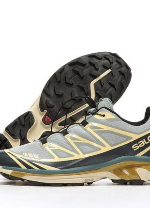 Мужские кроссовки salomon xt-6 grey beige blue2 фото