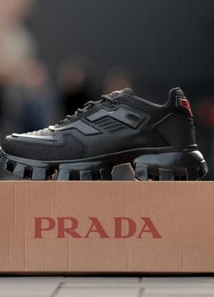 Чоловічі текстильні, чорні, стильні кросівки prada cloudbust black.  40-44 рр. 0869 ал демісезонні