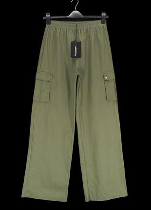 Нові брендові штани карго хакі "prettylittlething" з високою посадкою. розмір uk10/eur38.9 фото
