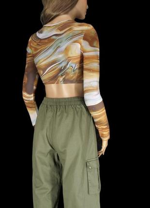 Нові брендові штани карго хакі "prettylittlething" з високою посадкою. розмір uk10/eur38.8 фото