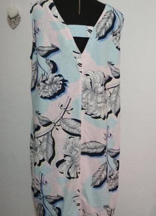Лён вискоза большой размер фирменное льняное цветочное платье с карманами супер качество!!!9 фото