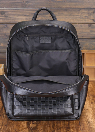 Кожаный мужской рюкзак классический черный из натуральной кожи качественный7 фото