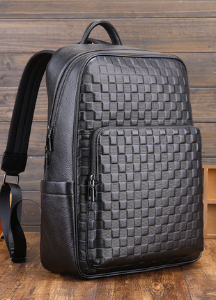 Кожаный мужской рюкзак классический черный из натуральной кожи качественный