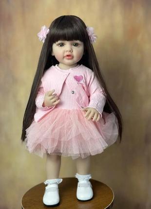 Лялька велика 55 см reborn ручної роботи з довгим волоссям