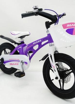 Дитячий двоколісний велосипед для дівчинки mars 14 дюймів фіол...