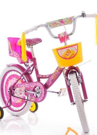 Дитячий велосипед azimut girls 16" із сидінням для ляльок, рож...