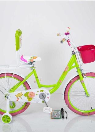 Дитячий двоколісний велосипед для дівчинки з кошиком roses сал...
