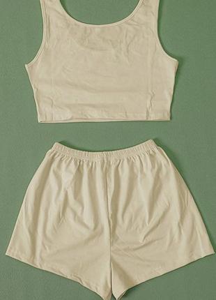 2-263 жіноча піжама комплект топ шорти женская пижама комплект топ шорты2 фото