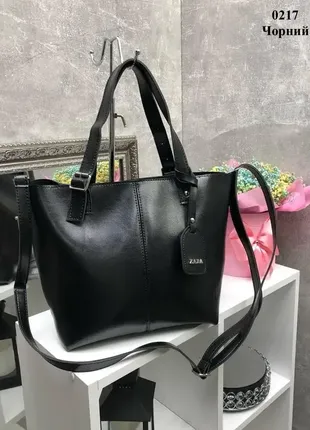 Черная – с логотипом - стильная большая сумка, дорогой турецкий материал3 фото