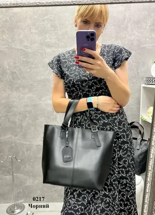 Черная – с логотипом - стильная большая сумка, дорогой турецкий материал5 фото