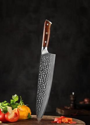 Уцінка* кухонний 10″ шеф ніж із дамаської сталі із серії "yu" iron wood xinzuo