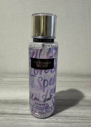 Парфумований спрей для тіла victoria's secret з шимером love spell shimmer, 250ml