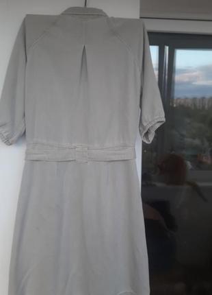 Сірий джинсовий сарафан плаття сафарі сукня сорочка з поясом некст 14 розмір2 фото