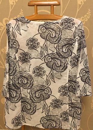 Нереально красивая и стильная брендовая блузка большого размера..лён/коттон.2 фото