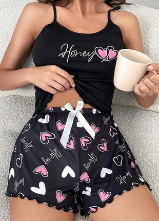 2-264 жіноча піжама комплект топ шорти женская пижама комплект топ шорты