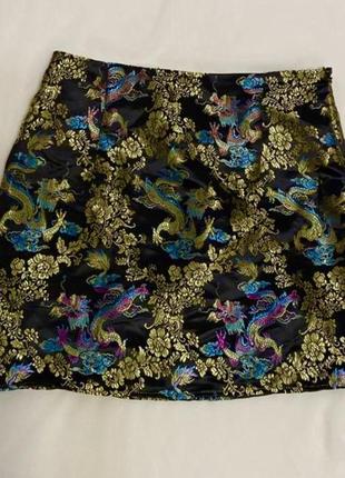 Shein отличная яркая мини юбка с восточной расцветкой.3 фото