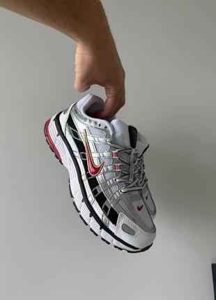 Женские текстильные кроссовки nike p6000 white silver black red