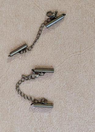 Конціоніки із застібкою та ланцюжком для браслетів, колір бронзовий 20 мм — 1 пара3 фото