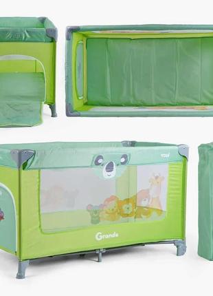 Ліжко-манеж toti t-06457 (1) колір зелений, розмір 126x65x75 см, в коробці