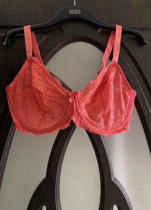 Шикарний, ажурний, бюстгальтер, в ярко розовому, кольорі, на великі груди, від бренду: george 🌸