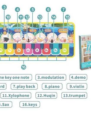 Коврик музыкальный 118-16 пианино, звуки инструментов, ноты, мелодии, функция записи