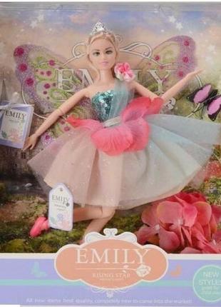 Лялька emily “чарівниця». крильця, аксесуар,квіти у коробці