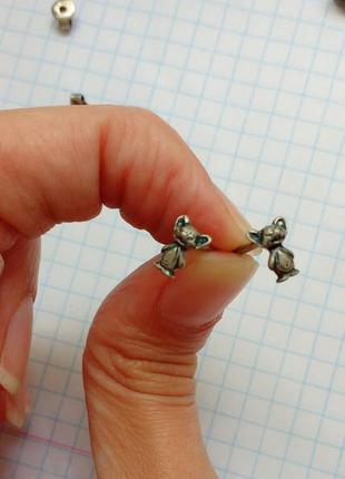 Сережки-мышки  серебряные маленькие