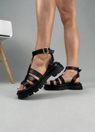 Женские кожаные сандалии черные (36-40) 9416644 фото