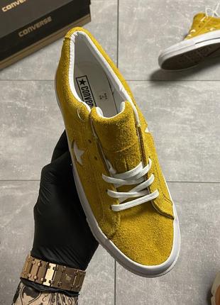 Женские кеды converse one star premium suede yellow, женские кеды конверс ван стар премиум2 фото