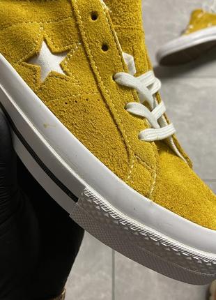 Женские кеды converse one star premium suede yellow, женские кеды конверс ван стар премиум4 фото