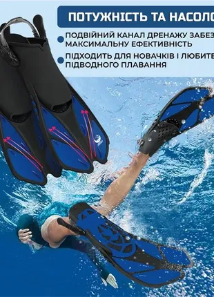 Ласти для плавання velasport shark регульовані з відкритою п'ятою8 фото